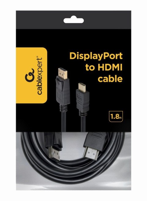 Kabel GEMBIRD CC-DP-HDMI-6 (DisplayPort M - HDMI M; 1,8m; kolor czarny) Kabel GEMBIRD CC-DP-HDMI-6 (DisplayPort M - HDMI M; 1,8m; kolor czarny)