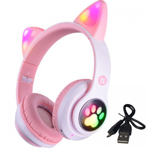 SŁUCHAWKI DEFENDER BLUETOOTH FREEMOTION B585 LED RÓŻOWE SŁUCHAWKI DEFENDER BLUETOOTH FREEMOTION B585 LED RÓŻOWE