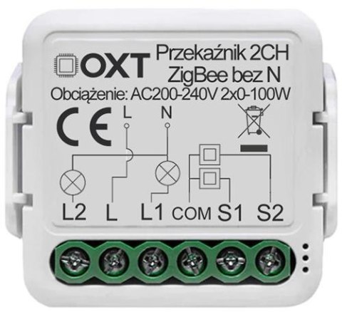 Moduł OXT mini 2 obwódy ZigBee bez N Tuya Moduł OXT mini 2 obwódy ZigBee bez N Tuya
