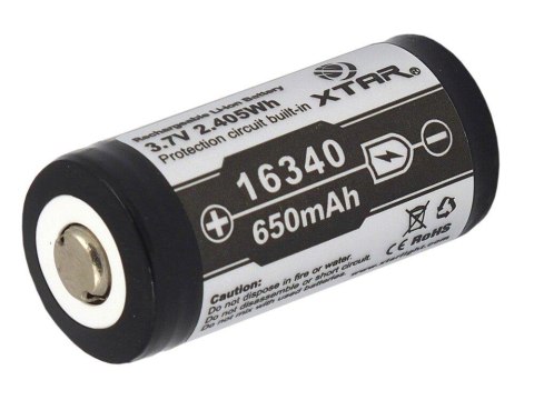 Akumulator Xtar 16340 / R-CR123 3,7V Li-ion 650mAh z zabezpieczeniem Akumulator Xtar 16340 / R-CR123 3,7V Li-ion 650mAh z zabezpieczeniem