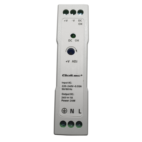 Qoltec Zasilacz na szynę DIN | 24W | 24V | 1A | Biały | Slim