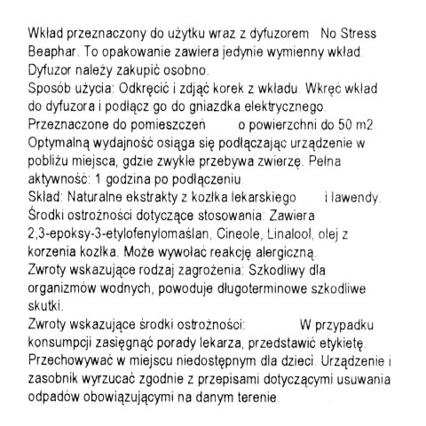 Beaphar No Stress aromatyzer wkład dla kota 30ml Beaphar No Stress aromatyzer wkład dla kota 30ml