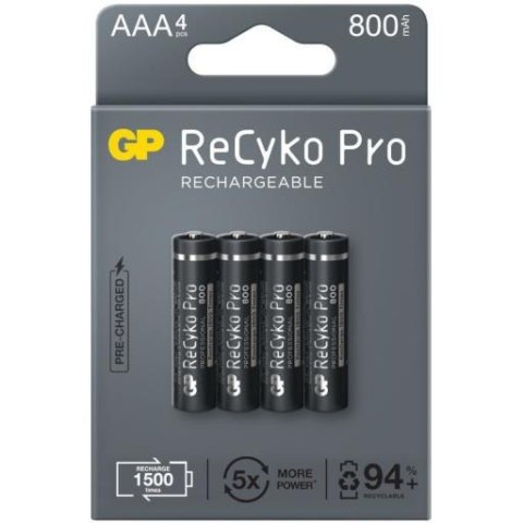 Akumulatorki AAA / R03 GP ReCyko Pro Ni-MH 800mAh blister 4 sztuki Akumulatorki AAA / R03 GP ReCyko Pro Ni-MH 800mAh blister 4 sztuki