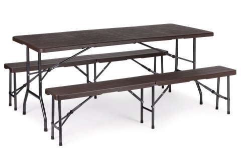 Stół cateringowy 180cm + 2 ławki zestaw bankietowy Stół cateringowy 180cm + 2 ławki zestaw bankietowy