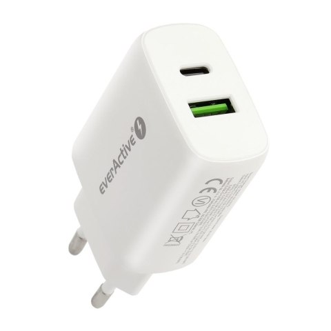 Ładowarka sieciowa everActive SC-370Q z gniazdem USB QC3.0 oraz USB-C PD PPS 25W Ładowarka sieciowa everActive SC-370Q z gniazdem USB QC3.0 oraz USB-C PD PPS 25W