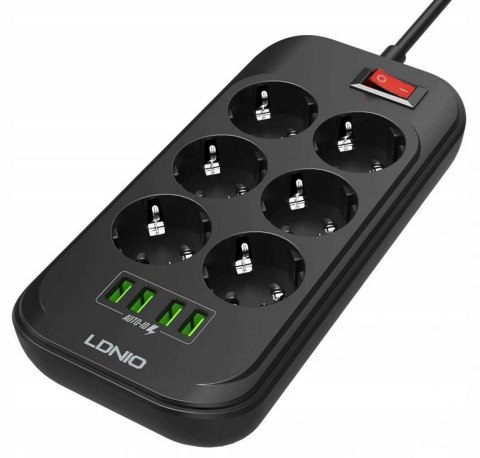 Listwa zasilająca 6 Gniazd + 4x USB Przedłużacz Listwa zasilająca 6 Gniazd + 4x USB Przedłużacz