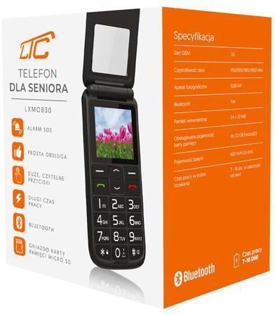 LTC Telefon dla seniora MOB30 z klapką, czarny LXMOB30 LTC Telefon dla seniora MOB30 z klapką, czarny LXMOB30