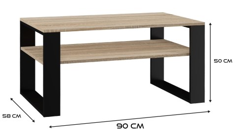 Stolik ława MODERN 1P 90x58xH50 sonoma/czerń Stolik ława MODERN 1P 90x58xH50 sonoma/czerń