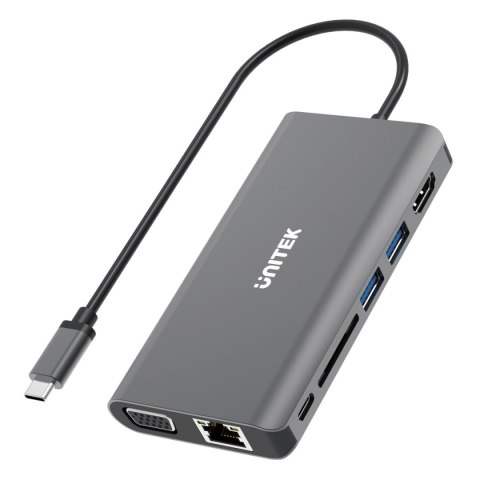 Hub USB-C Unitek D1019B 3.1 8w1, Power Delivery 100W Hub USB-C Unitek D1019B 3.1 8w1, Power Delivery 100W