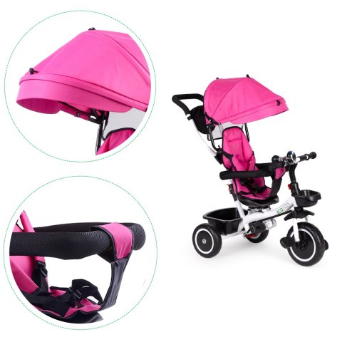 Rower trójkołowy wózek obracane siedzisko Pink Ecotoys Rower trójkołowy wózek obracane siedzisko Pink Ecotoys