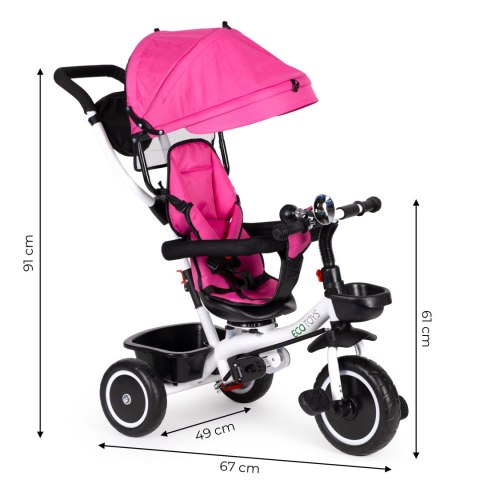 Rower trójkołowy wózek obracane siedzisko Pink Ecotoys Rower trójkołowy wózek obracane siedzisko Pink Ecotoys