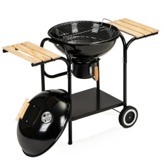 Grill ogrodowy z pokrywą i półkami