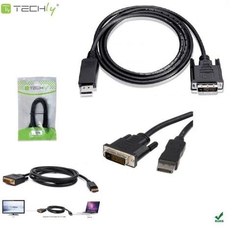 Kabel adapter Manhattan DisplayPort / DVI-D 24+1 1080p*60Hz M/M 3m czarny Kabel adapter Manhattan DisplayPort / DVI-D 24+1 1080p*60Hz M/M 3m czarny