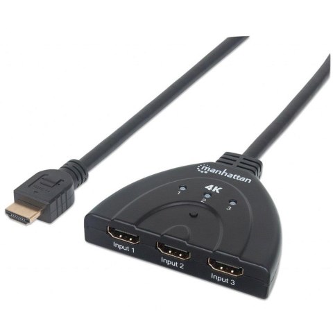 Przełącznik Manhattan HDMI 3x1 4K zasilanie z USB, 3-Portowy Przełącznik Manhattan HDMI 3x1 4K zasilanie z USB, 3-Portowy