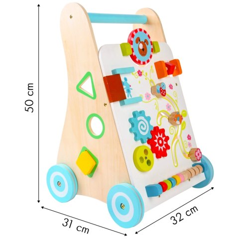 Drewniany chodzik pchacz wózek edukacyjny ECOTOYS Drewniany chodzik pchacz wózek edukacyjny ECOTOYS