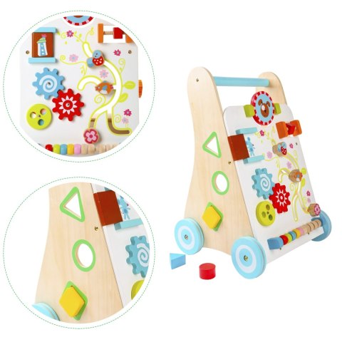 Drewniany chodzik pchacz wózek edukacyjny ECOTOYS Drewniany chodzik pchacz wózek edukacyjny ECOTOYS
