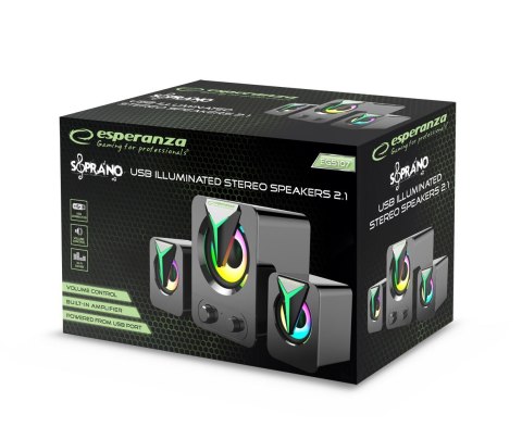 ESPERANZA GŁOŚNIKI 2.1 USB LED RAINBOW SOPRANO EGS107 ESPERANZA GŁOŚNIKI 2.1 USB LED RAINBOW SOPRANO EGS107