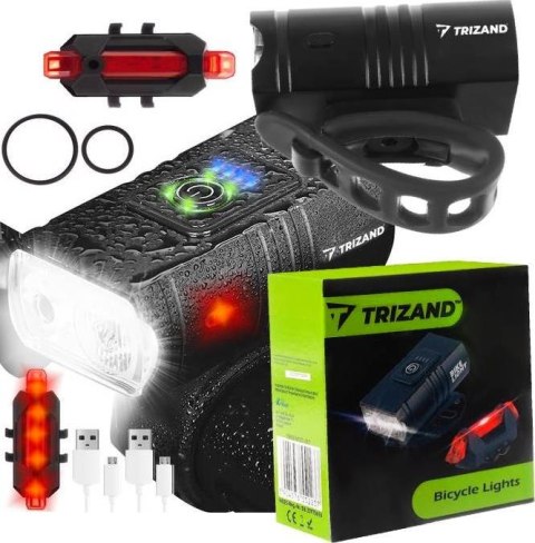 Lampka rowerowa 4T6 USB + tylne światło 15916 - uniwersalny Trizand Lampka rowerowa 4T6 USB + tylne światło 15916 - uniwersalny Trizand