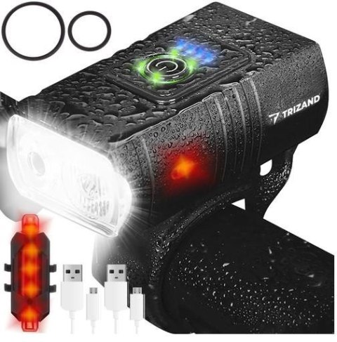 Lampka rowerowa 4T6 USB + tylne światło 15916 - uniwersalny Trizand Lampka rowerowa 4T6 USB + tylne światło 15916 - uniwersalny Trizand