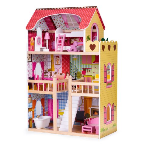 Drewniany domek dla lalek mebelki 3 piętra Ecotoys Drewniany domek dla lalek mebelki 3 piętra Ecotoys