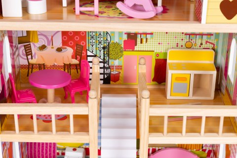 Drewniany domek dla lalek mebelki 3 piętra Ecotoys Drewniany domek dla lalek mebelki 3 piętra Ecotoys
