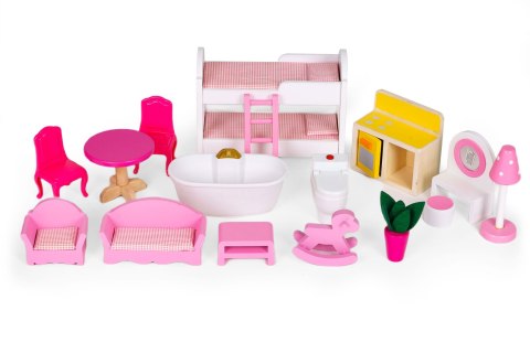 Drewniany domek dla lalek mebelki 3 piętra Ecotoys Drewniany domek dla lalek mebelki 3 piętra Ecotoys