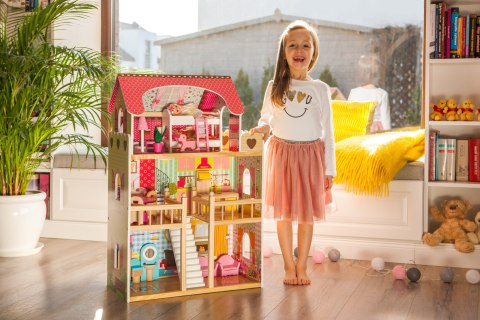 Drewniany domek dla lalek mebelki 3 piętra Ecotoys Drewniany domek dla lalek mebelki 3 piętra Ecotoys