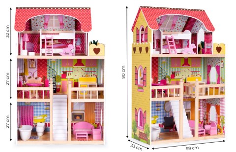 Drewniany domek dla lalek mebelki 3 piętra Ecotoys Drewniany domek dla lalek mebelki 3 piętra Ecotoys