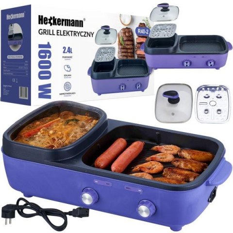 Wielofunkcyjna kuchenka elektryczna z grillem 2w1 1600W Heckermann® R40-2