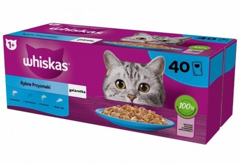WHISKAS Rybne przysmaki w galarecie 4 smaki dla kota 40x85g WHISKAS Rybne przysmaki w galarecie 4 smaki dla kota 40x85g