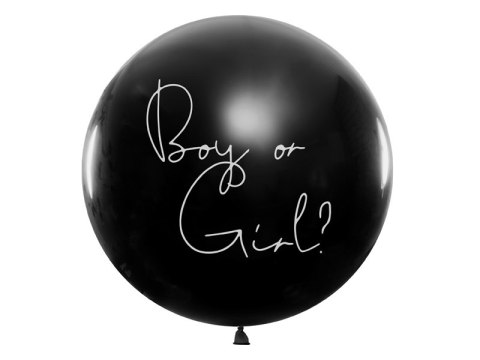 Balon Gender Reveal Chłopiec czarny biały napis Balon Gender Reveal Chłopiec czarny biały napis