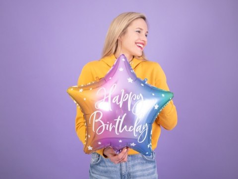 Balon foliowy urodzinowy gwiazdka Happy Birthday 40 cm kolor Balon foliowy urodzinowy gwiazdka Happy Birthday 40 cm kolor