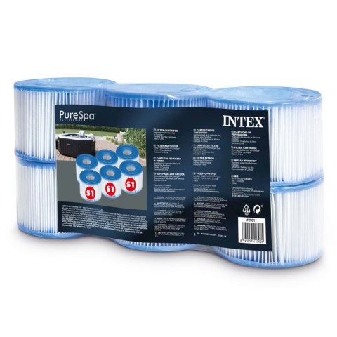 FILTRY S1 KOMPLET 6SZT ZESTAW PURE SPA INTEX 29011