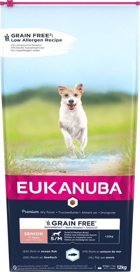 EUKANUBA Senior small/medium Grain Free ryba oceaniczna pies 12KG EUKANUBA Senior small/medium Grain Free ryba oceaniczna pies 12KG