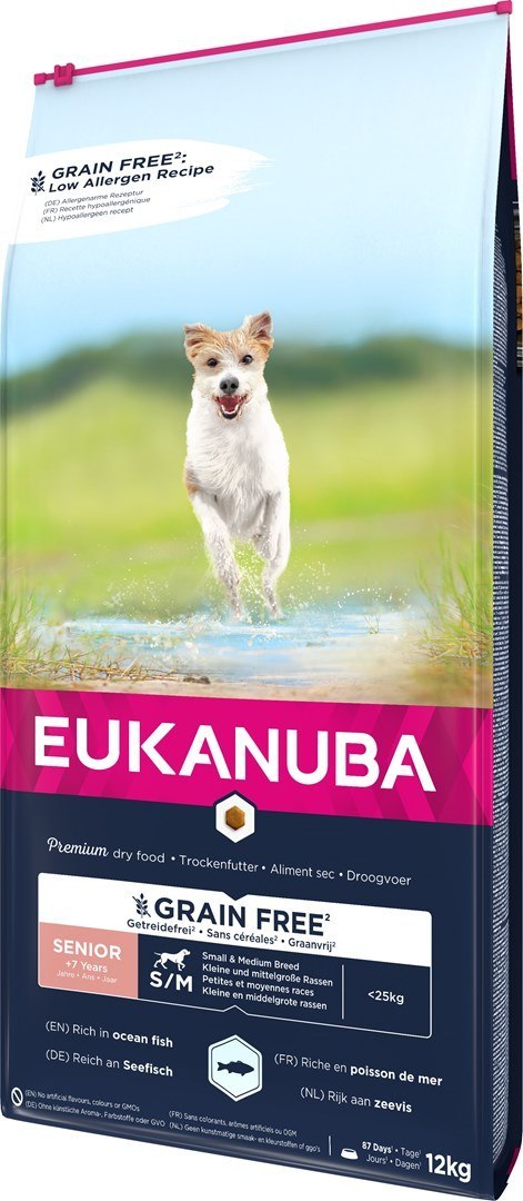 EUKANUBA Senior small/medium Grain Free ryba oceaniczna pies 12KG EUKANUBA Senior small/medium Grain Free ryba oceaniczna pies 12KG