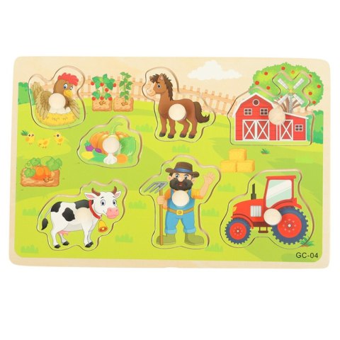 Puzzle drewniane układanka farma traktor krowa Puzzle drewniane układanka farma traktor krowa