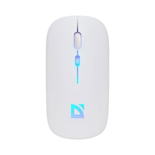 Mysz bezprzewodowa Defender TOUCH MM-997 optyczna 1600dpi 2.4 GHz + Bluetooth biała RGB AKUMULATOR bezklikowa silent
