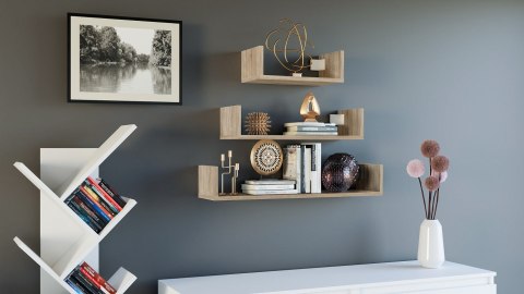 Zestaw 3 x półka wisząca MOBI 3P 80x20xH14 sonoma Zestaw 3 x półka wisząca MOBI 3P 80x20xH14 sonoma