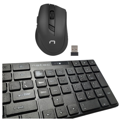 Zestaw klawiatura + mysz membranowa NATEC Stingray NZB-1440 (USB (Radio 2.4 GHz); (US); kolor czarny; optyczna; 1600 DPI, 800 DP Zestaw klawiatura + mysz membranowa NATEC Stingray NZB-1440 (USB (Radio 2.4 GHz); (US); kolor czarny; optyczna; 1600 DPI, 800 DP