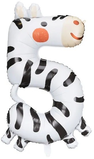 Balon foliowy urodzinowy cyfra "5" - Zebra 68x98 cm Balon foliowy urodzinowy cyfra "5" - Zebra 68x98 cm