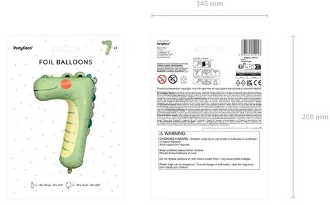 Balon foliowy urodzinowy cyfra "7" - Krokodyl 56x85 cm Balon foliowy urodzinowy cyfra "7" - Krokodyl 56x85 cm