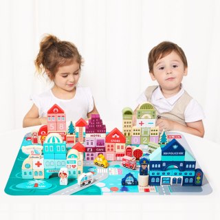 DREWNIANE KLOCKI EDUKACYJNE MIASTO MATA 121 SZT