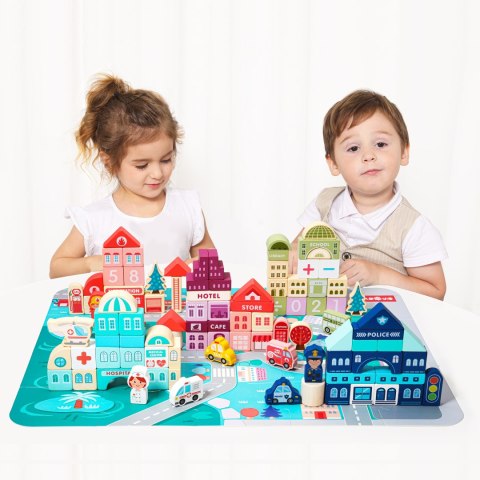 DREWNIANE KLOCKI EDUKACYJNE MIASTO MATA 121 SZT