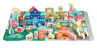 DREWNIANE KLOCKI EDUKACYJNE MIASTO MATA 121 SZT