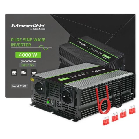 Przetwornica napięcia Qoltec Monolith | 2000W | 4000W | 24V na 230V | Czysty Sinus Przetwornica napięcia Qoltec Monolith | 2000W | 4000W | 24V na 230V | Czysty Sinus
