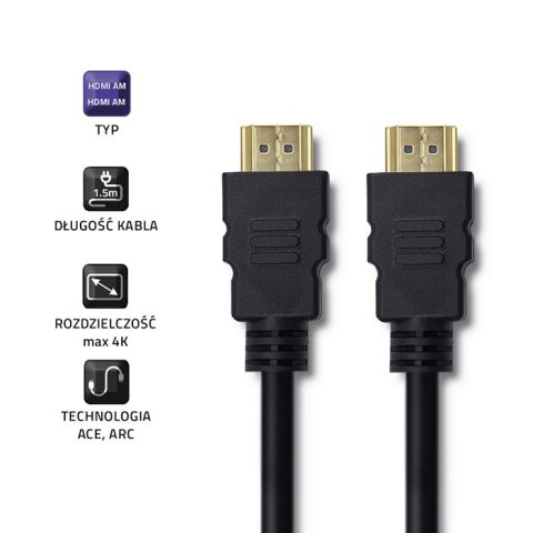 Qoltec Kabel HDMI A męski | HDMI A męski | 1.5m Qoltec Kabel HDMI A męski | HDMI A męski | 1.5m