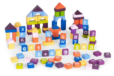 Drewniane klocki edukacyjne konstrukcyjne dla dzieci kolorowe 108el Drewniane klocki edukacyjne konstrukcyjne dla dzieci kolorowe 108el