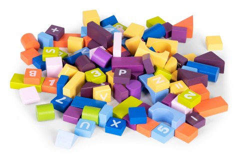 Drewniane klocki edukacyjne konstrukcyjne dla dzieci kolorowe 108el Drewniane klocki edukacyjne konstrukcyjne dla dzieci kolorowe 108el