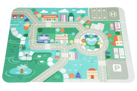 Drewniane klocki edukacyjne miasto zestaw mata 121 szt Drewniane klocki edukacyjne miasto zestaw mata 121 szt