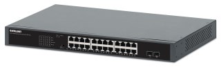 Switch niezarządzalny Intellinet 24x 10/100/1000 Mbps PoE+ 370W + 2x SFP, Rack 19"